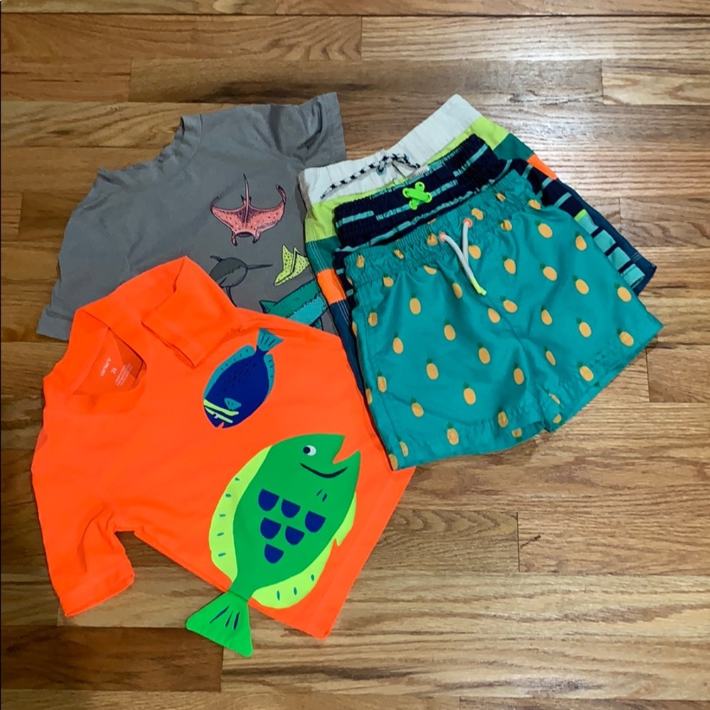 Toddler Boy 2T swim trunks & rash guard bundle